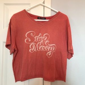 cropped vintage red graphic t shirt